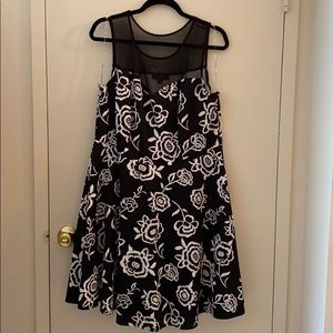 Sheer yolk black and white floral dress